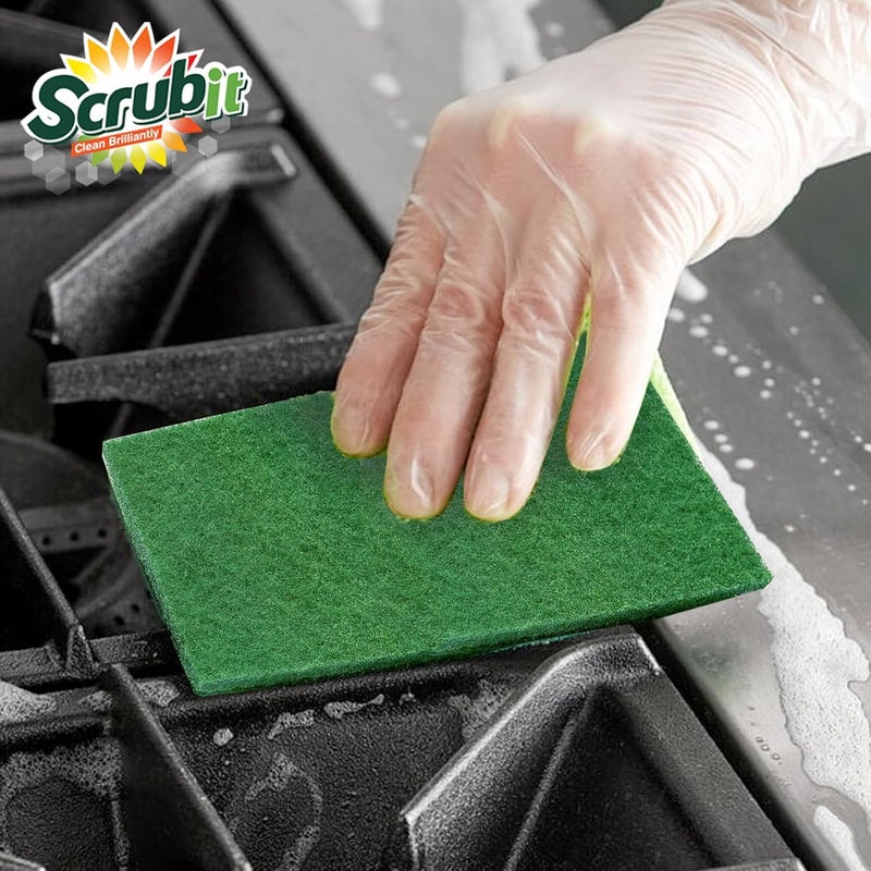 SCRUBIT Scouring Pad - Heavy Duty Scrub Pads for Cleaning Dishes - Non-Scratch Reusable Scrubbing - Green (100) - Image 2